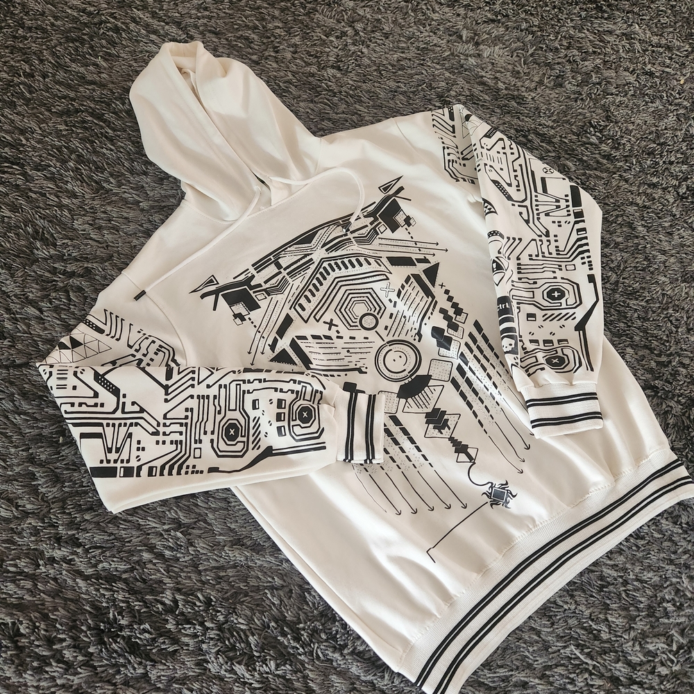 Graphic White and Black Hoodie